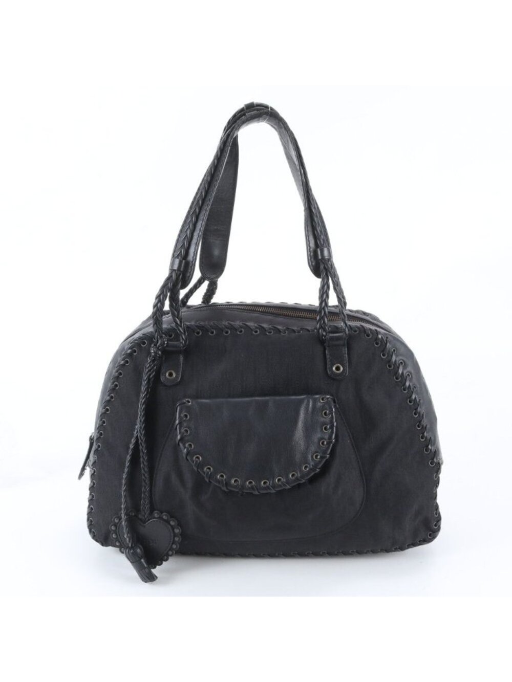 Dior Trotter Leather Tote Shoulder Hand Black
